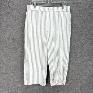 Jules & Leopold Pants Women L Large White Striped High Rise Flat Front Linen